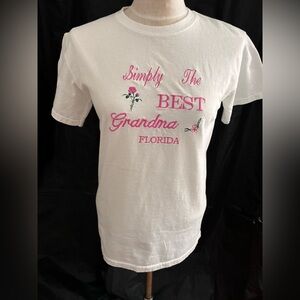 The Best Grandma Florida embroidered nice heavier white T-shirt no tags/ small?